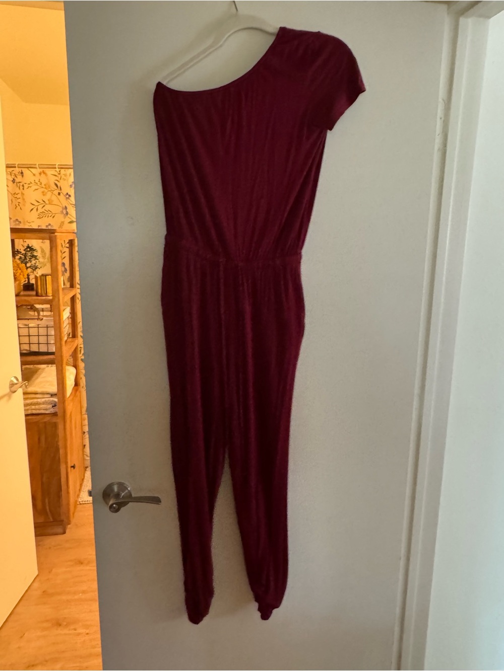 Women's Burgundy One-Shoulder Jumpsuit